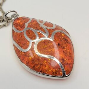 Orange Acrylic Glass Pendant Necklace
